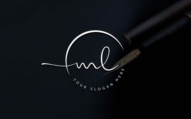 Дизайн логотипа студии каллиграфии в стиле ML Letter