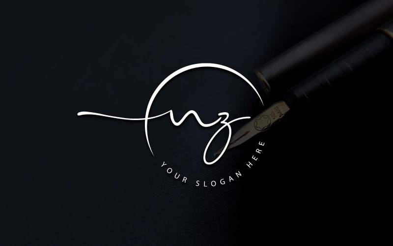 Дизайн логотипа студии каллиграфии в стиле NZ Letter