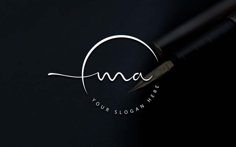 Kaligrafické Studio Styl MA Letter Logo Design