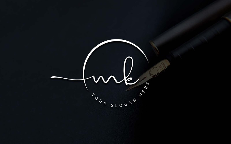 Kaligrafické Studio Styl MK Letter Logo Design