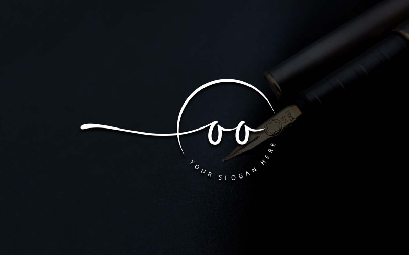Kaligrafické Studio Styl OO Písmeno Logo Design