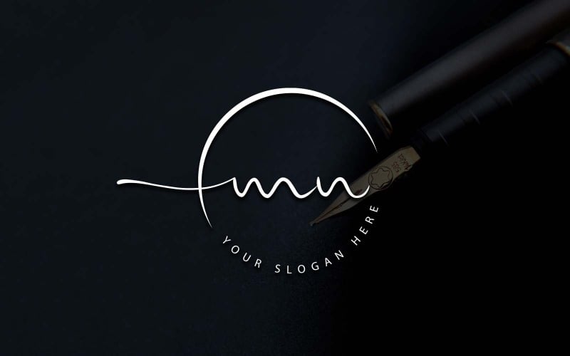 Kalligrafi Studio stil MN bokstavslogotypdesign