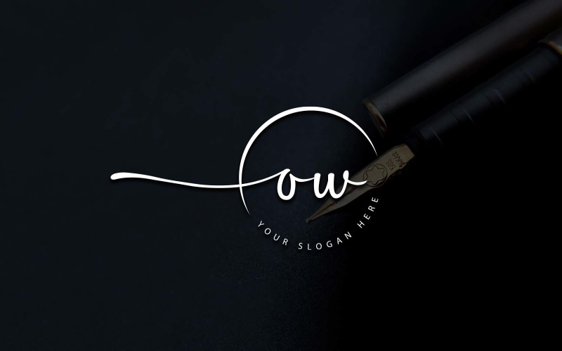 Kalligrafi Studio stil OW bokstavslogotypdesign