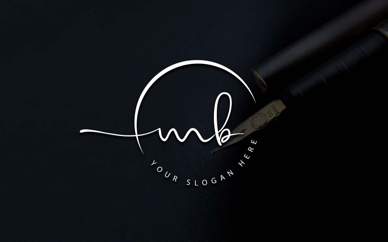 Kalligrafie Studio stijl MB brief Logo ontwerp