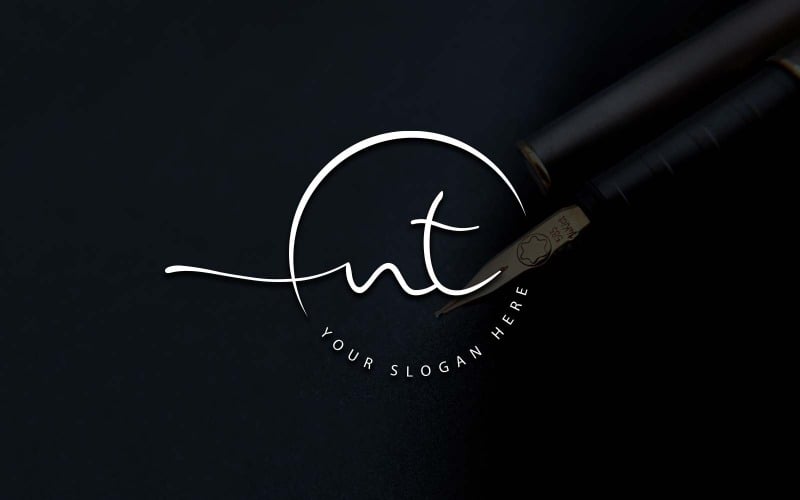 Kalligrafie Studio stijl NT brief Logo ontwerp
