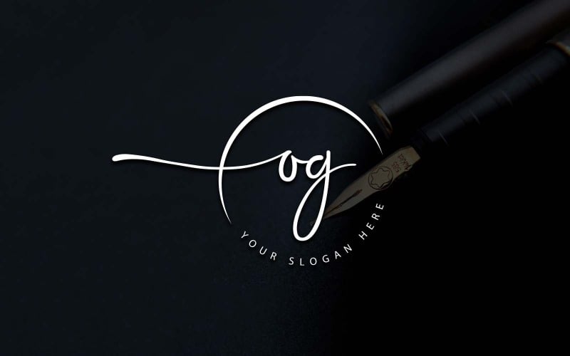 Kalligrafie Studio stijl OG brief Logo ontwerp