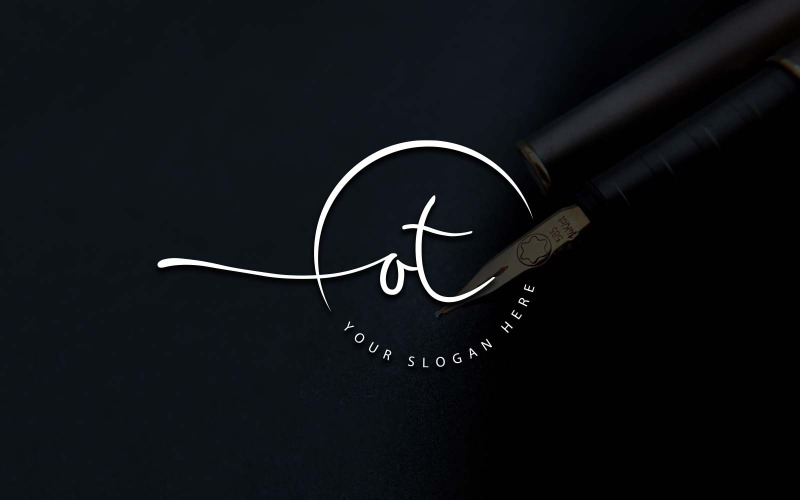 Kalligrafie Studio stijl OT brief Logo ontwerp