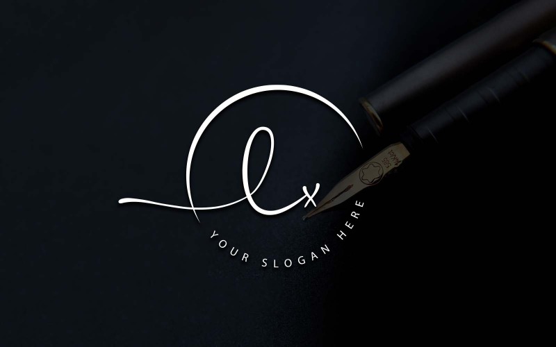 书法工作室风格 LX 字母标志设计