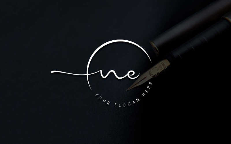Studio kaligrafii w stylu NE Letter Logo Design
