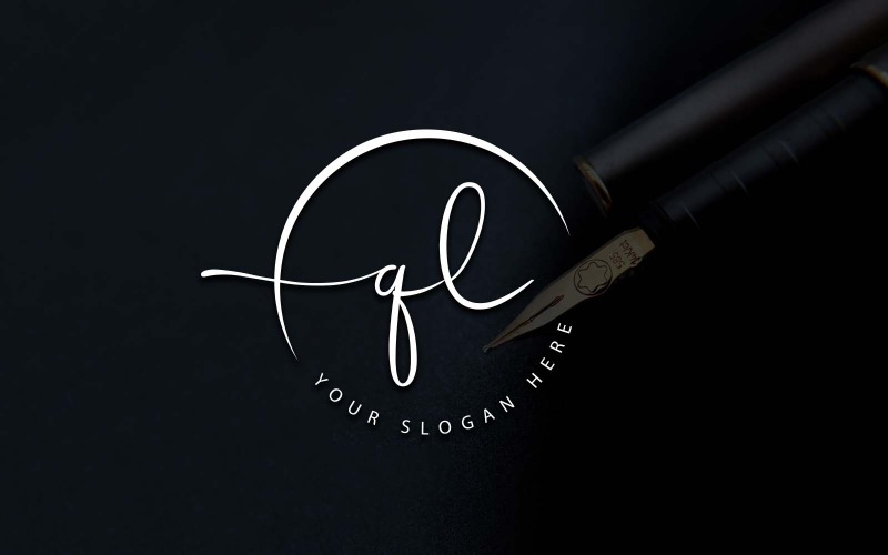 Création de logo de lettre QL de style studio de calligraphie