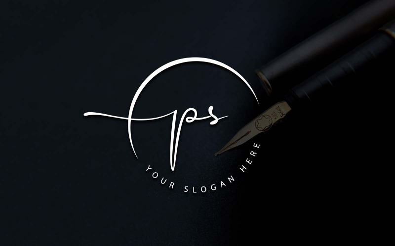Design de logotipo de letra PS estilo estúdio de caligrafia