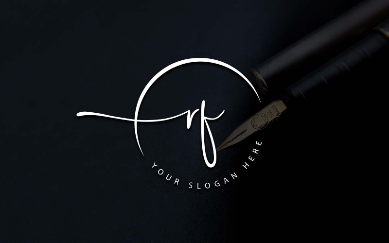 Design de logotipo de letra RF estilo estúdio de caligrafia