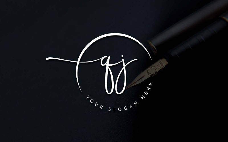 Design del logo della lettera QJ in stile studio di calligrafia
