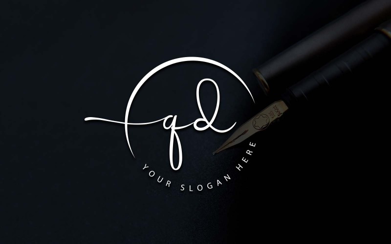Дизайн логотипа QD Letter Studio в стиле каллиграфии