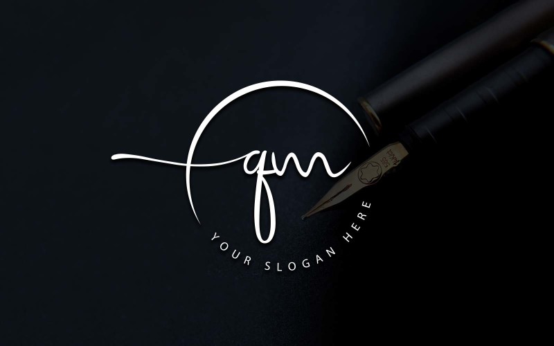 Дизайн логотипа QM Letter Studio в стиле каллиграфии