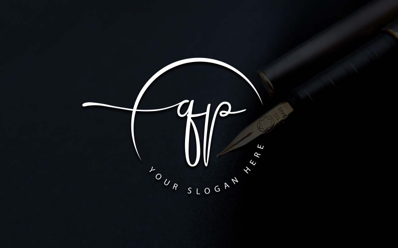 Дизайн логотипа QP Letter Studio в стиле каллиграфии