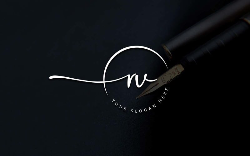 Дизайн логотипа студии каллиграфии в стиле RV Letter