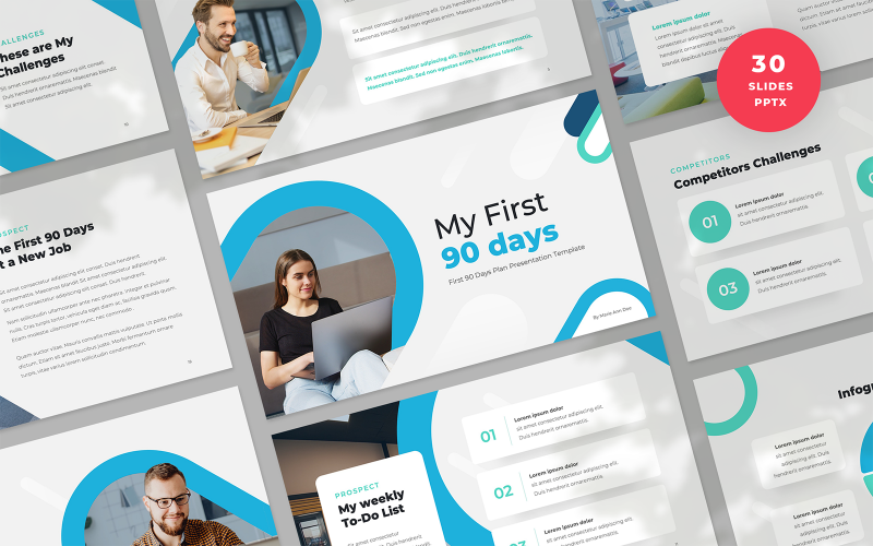 90 dagen werkpresentatie PowerPoint-sjabloon