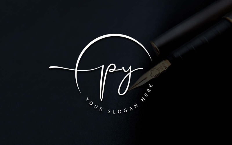 Kaligrafi Stüdyosu Tarzı PY Mektup Logo Tasarımı