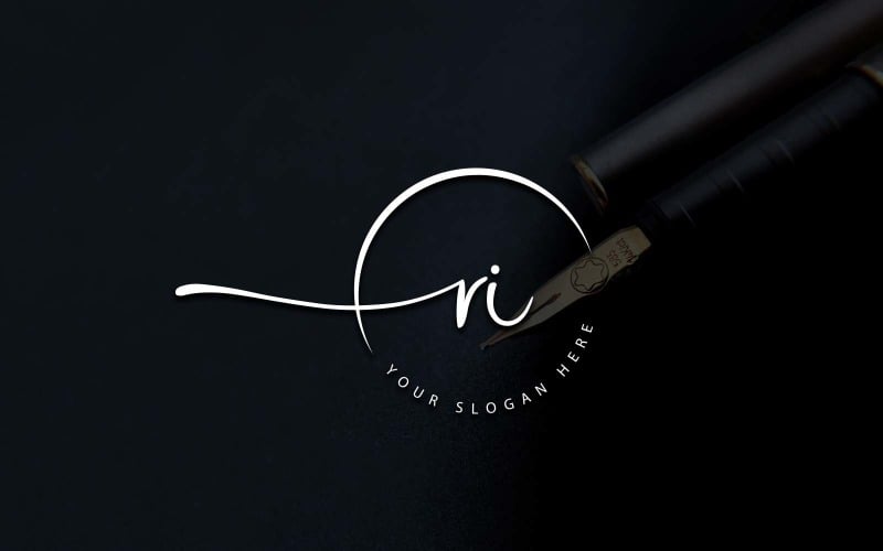Kaligrafi Stüdyosu Tarzı Rı Mektup Logo Tasarımı
