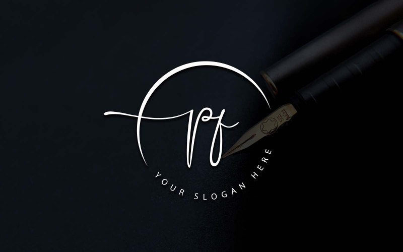 Kaligrafické Studio styl PF dopis Logo Design