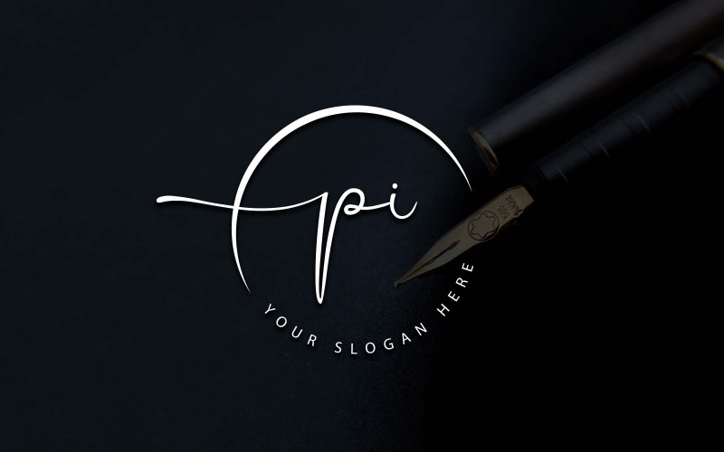 Kalligrafi Studio stil PI bokstavslogotypdesign