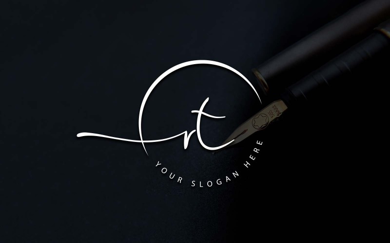 Kalligrafi Studio stil RT bokstavslogotypdesign