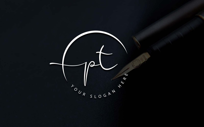 Kalligrafi Studio Style PT Letter Logo Design