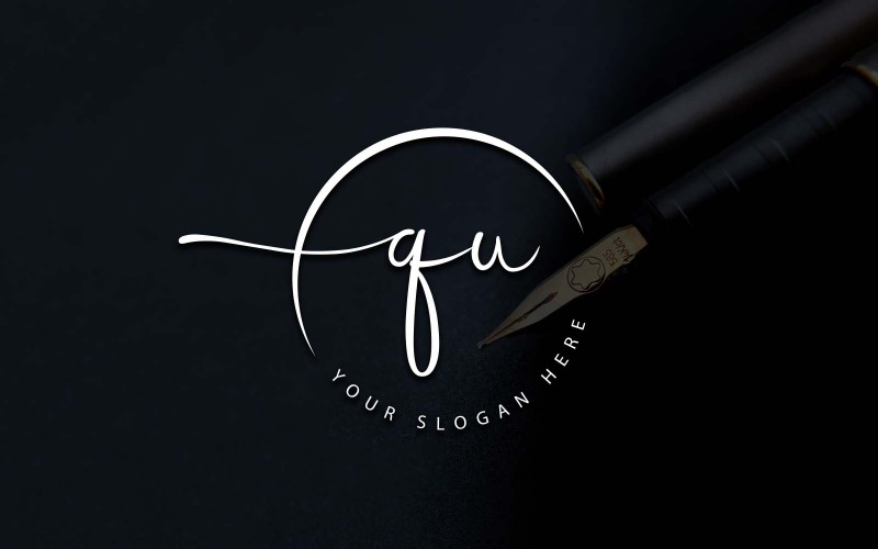 Kalligrafie Studio stijl Q brief Logo ontwerp