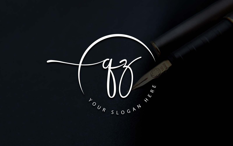 Kalligrafie Studio stijl QZ brief Logo ontwerp