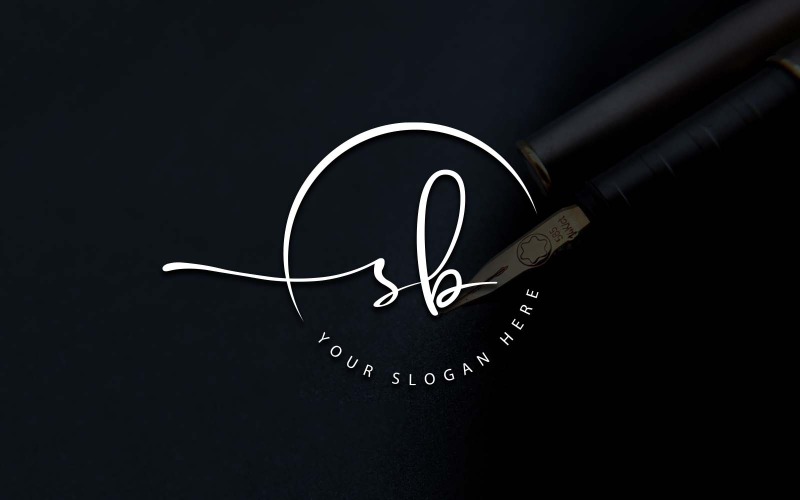 Kalligrafie Studio stijl SB brief Logo ontwerp