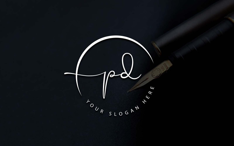 PD-Letter-Logo-Design im Kalligraphie-Studio-Stil