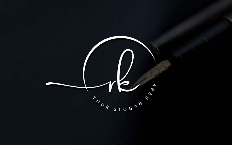 Projekt logo litery RK w stylu Studio kaligrafii