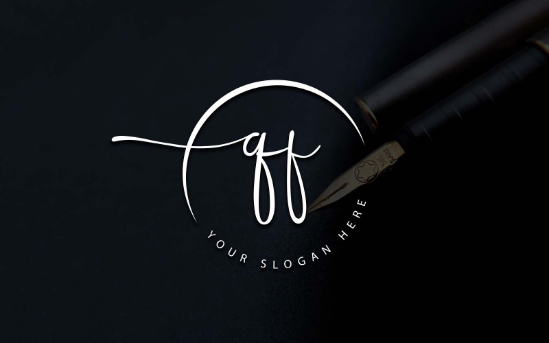 Projektowanie logo litery QF w stylu studia kaligrafii