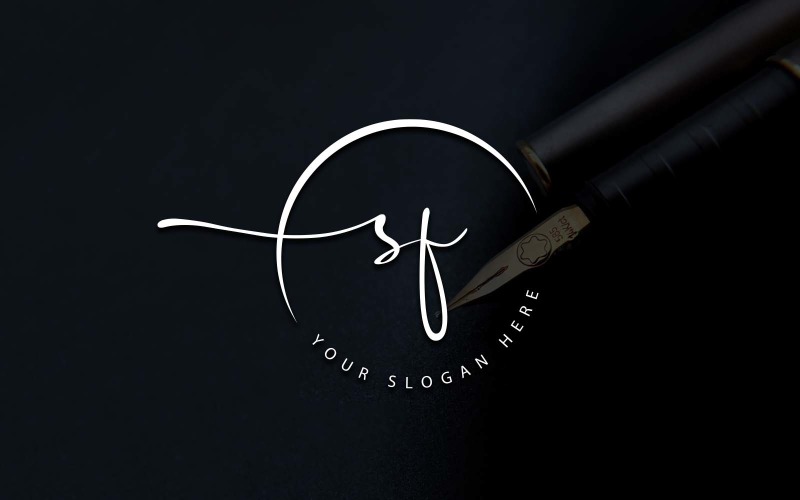 Création de logo de lettre SF de style studio de calligraphie