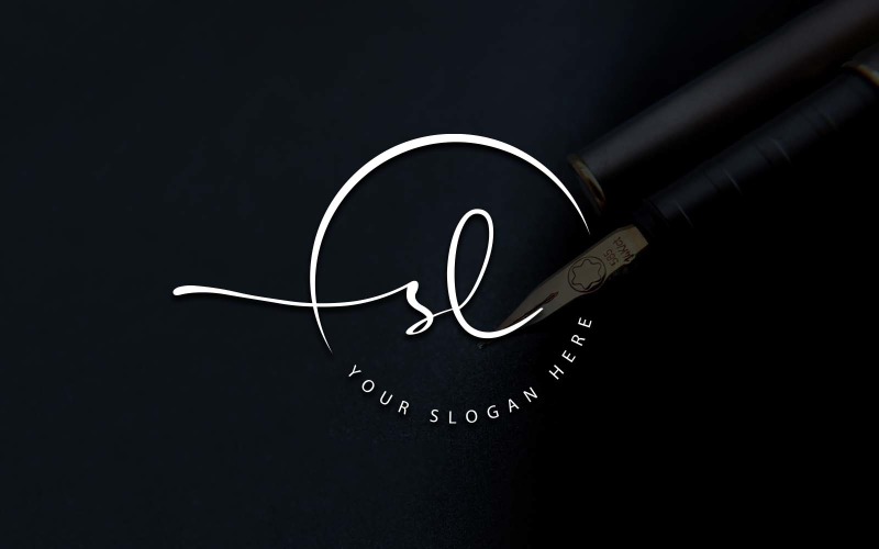 Création de logo de lettre SL de style studio de calligraphie