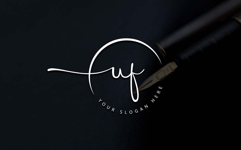 Création de logo de lettre UF de style studio de calligraphie