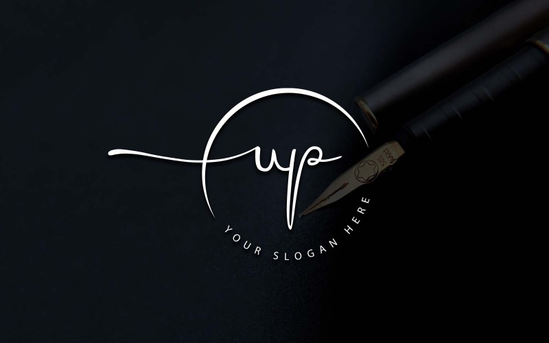 Création de logo de lettre UP de style studio de calligraphie