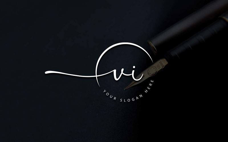Design de logotipo de letra VI estilo estúdio de caligrafia