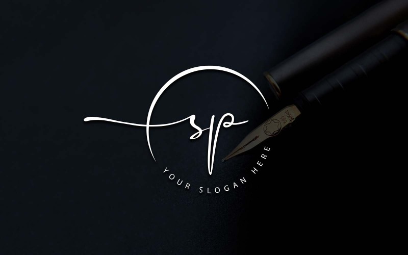 Design del logo della lettera SP in stile studio di calligrafia