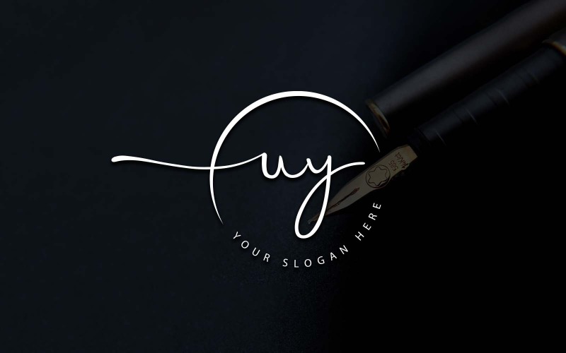 Design del logo della lettera UY in stile studio di calligrafia
