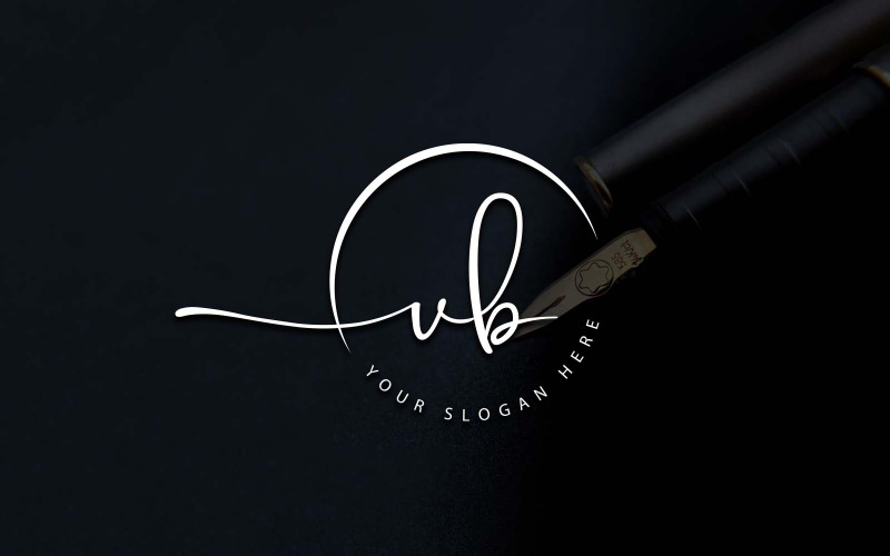 Design del logo della lettera VB in stile studio di calligrafia