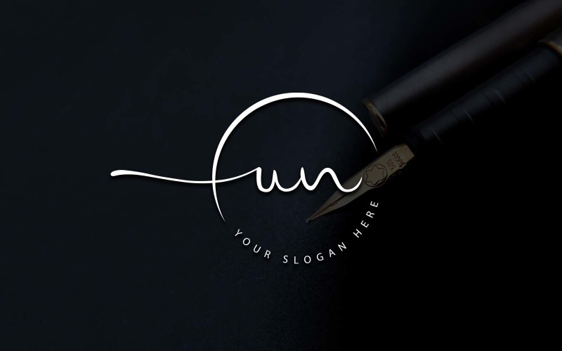 Diseño de logotipo de letra ONU estilo estudio de caligrafía