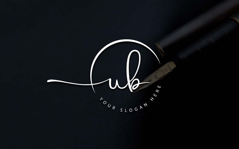 Diseño de logotipo de letra UB estilo estudio de caligrafía