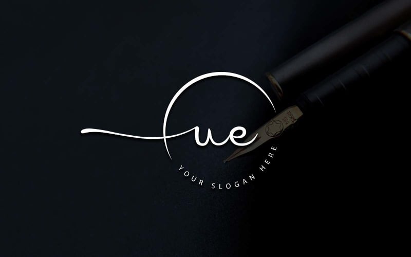Kaligrafi Stüdyosu Tarzı UE Harf Logo Tasarımı