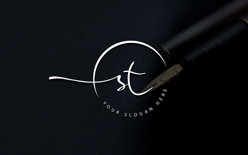 Kaligrafické Studio styl ST dopis Logo Design