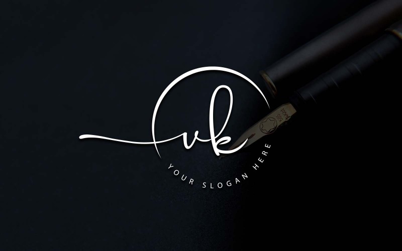 Kaligrafické Studio styl VK dopis Logo Design