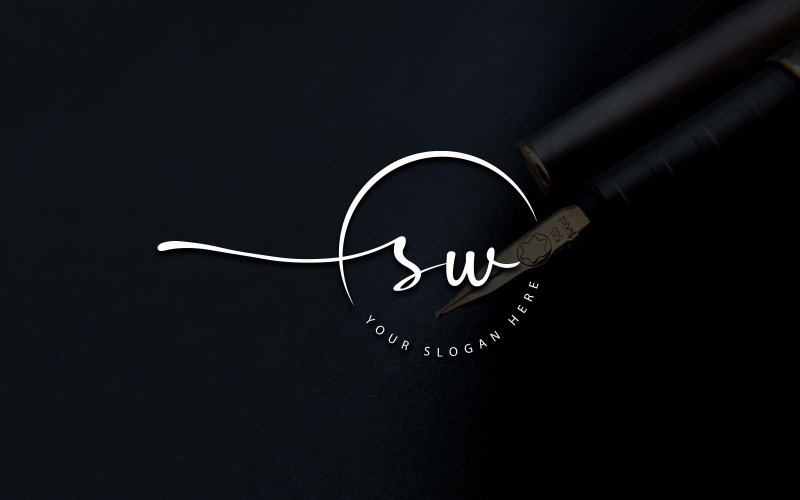 Kalligrafi Studio stil SW bokstavslogotypdesign