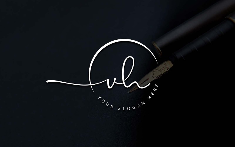 Kalligrafi Studio stil VH bokstavslogotypdesign