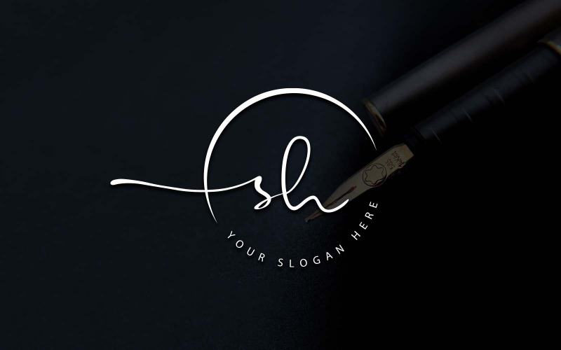 Kalligrafie Studio stijl SH brief Logo ontwerp